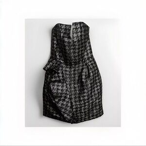 Parker Dress Women’s Size Small Black And Silver Strapless Bustier Ruffled NWT